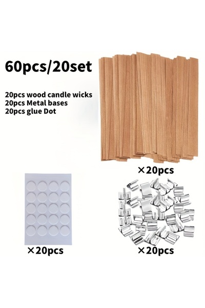 Choice 60PCS DIY Candle Making Kit - 30/60pcs a Set with Natural Wood Wicks, ...