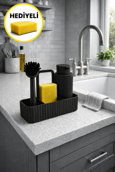 Tugomer Bez Standlı Askılı Deterjanlık -mutfak Sıvı Sabunluk Süngerlik Bulaşı...