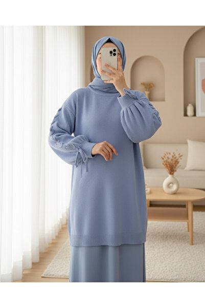 HİJABAYA Πλεκτό πουλόβερ με στρογγυλό λαιμό και λεπτομέρεια πλεξίματος