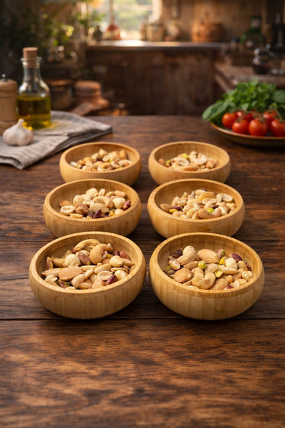 YzHome 6-Piece Round Bamboo Snack Bowl