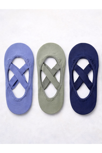 shefox 3 perechi de șosete yoga Pilates pentru femei - talpă din bumbac, cu bretele încrucișate, anti-alunecare