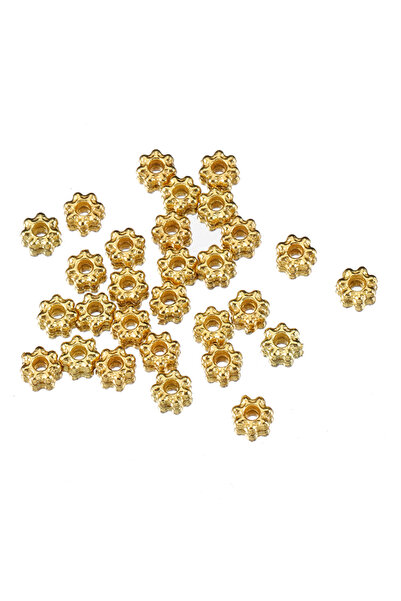 Choice 6mm Gold Color 50pcs Snowflake Flower Beads Copper Spacer Beads Beads ...
