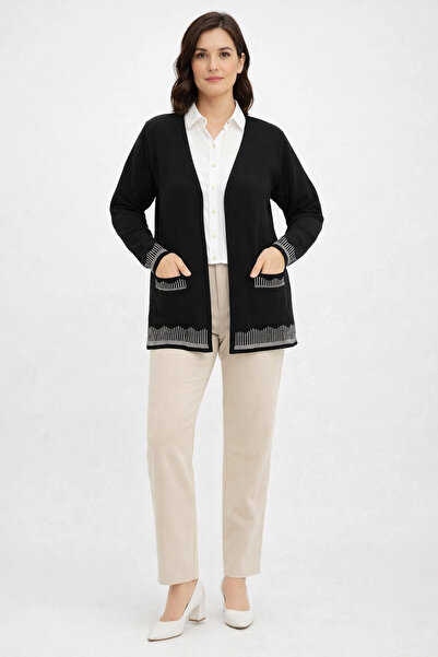 GLCN by Gülcan Steel Knit Skirt and Pocket Tips Patterned Sized Buttonless Wo...