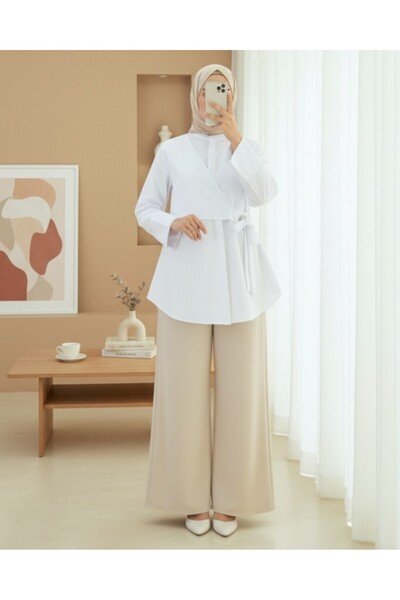 Modamorfo Туника с копчета отстрани - Бяла