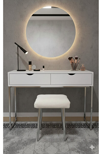 ÖZCAN METAL Metal Ayak Teddy Kumaş Dekoratif Çok Amaçlı Peluş Puf Tabure Bench Koltuk Sandalye