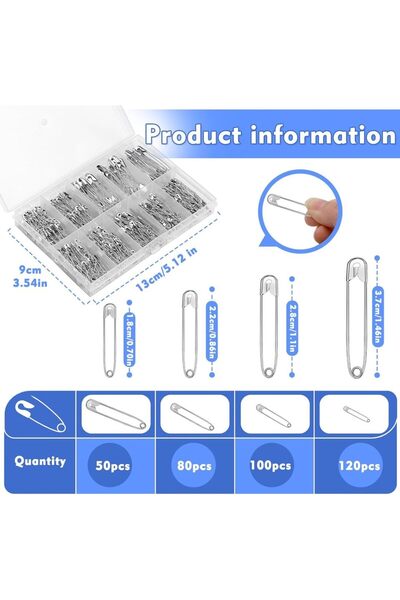 Choice 350pcs MIUSIE Safety Pins Assorted Size Heavy Duty Safety Pins for Clo...