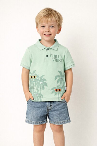 Chicsy Baby Tarz Lakos Palmiye Desenli Belden Ayarlanabilir Kısa Kollu Şortlu...