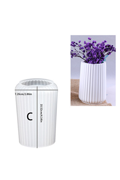 Choice قالب سيليكون راتنجي على شكل مزهرية أسطوانية (SY-135-C) - قطعة واحدة - لصنع حامل شموع على شكل أصيص زهور مخطط - شمعدان جبس