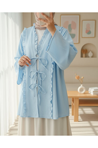 HİJABAYA Λινό πουκάμισο με βολάν στο μπροστινό μέρος και τα μανίκια με κορδόνια
