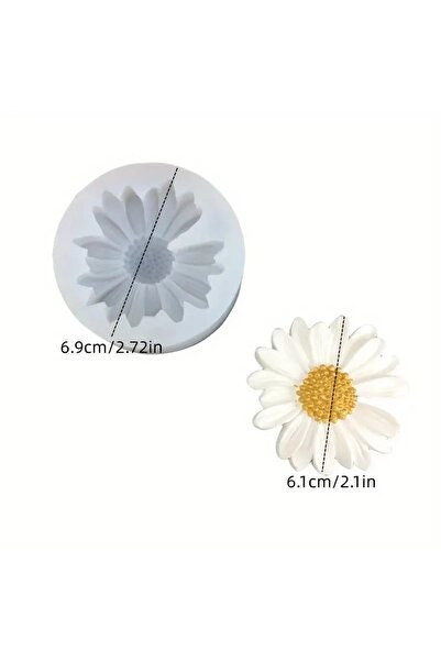 Choice قالب سيليكون مسطح ثلاثي الأبعاد على شكل زهرة الأقحوان لصنع الشموع والج...