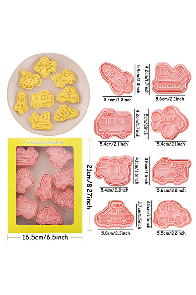 Choice 8pcs Set 8pcs/set Engineering Truck Cookie Cutters Plastic 3D Cartoon ...