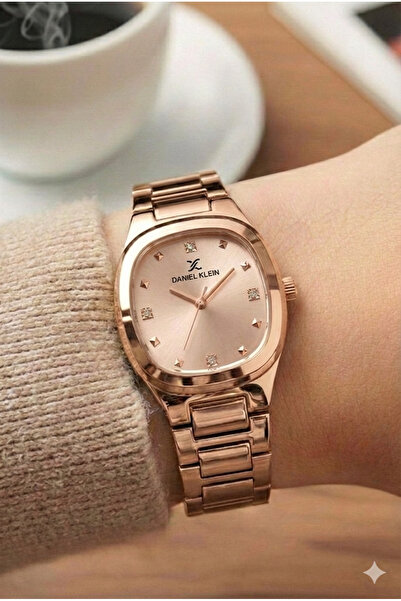 Daniel Klein Kadın Gümüş Pembe Kare Çerçeve Hasırlı Metal Kordon Kol Saati - Modern Tasarım