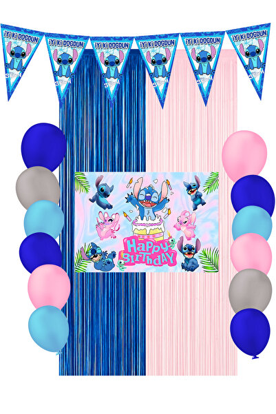 HAPPYLOOPPARTY Stitch & Angel Doğum Günü Parti Malzemeleri Süsleri Mixxi Set