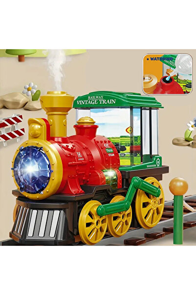 Choice لعبة قطار بخاري كهربائي أحمر QB-34Y، شاحنة تصادم مع قاطرة بخارية، دخان...