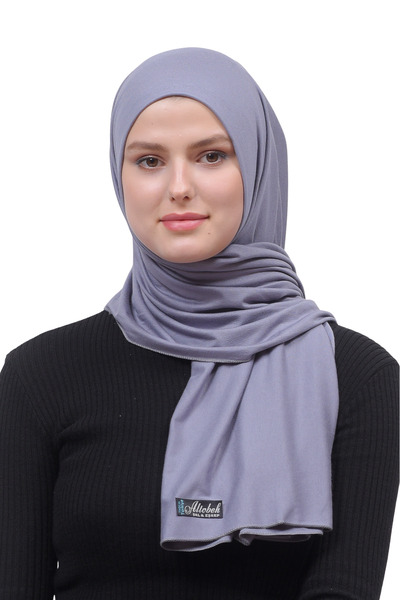 Altobeh حجاب شال قطني ممشط رمادي سادة