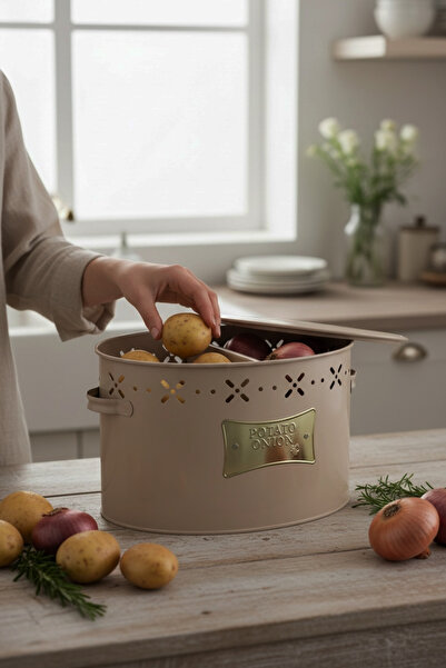 EVSTYLE BÖLMELİ SOĞAN & PATATES  SAKLAMA -  CAPPUÇİNO 18 LİTRE