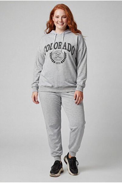 Ebsumu Σετ γυναικεία φόρμας Colorado με στάμπα σε γκρι χρώμα
