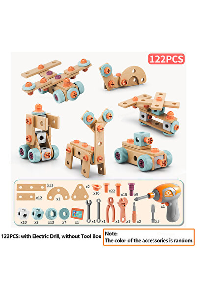 Choice مجموعة أدوات للأطفال مكونة من 122 قطعة، لعبة تركيب صواميل يدوية، أدوات...