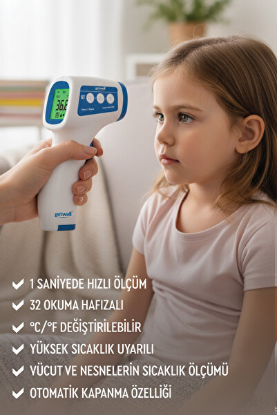 Getwell Temassız Alından Ateş Ölçer Kızılötesi Dijital – Yetişkin & Bebek & Çocuk
