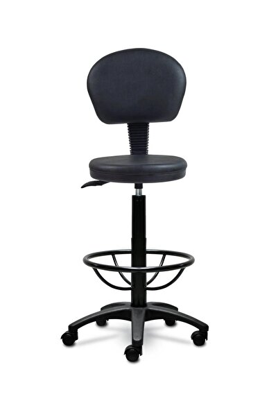 ofiscombin Ofis Büro Döner Tekerlekli Amortisörlü Arkalıklı Sırtlı Yüksek Bar Taburesi