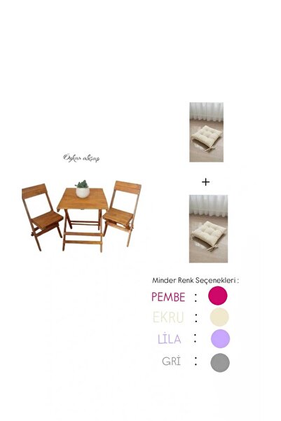özkan ahşap ahşap masa sandalye takımı + 2 minder seti