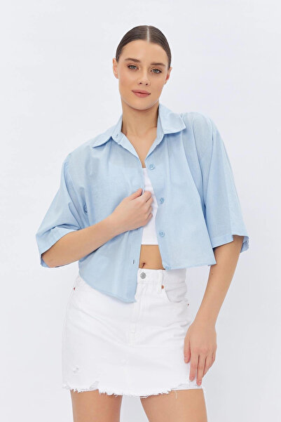 Reyon Cămașă cu croială asimetrică cu buzunar