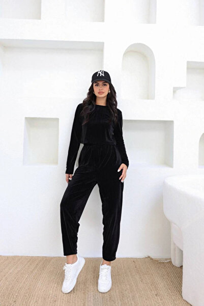 Reyon Чорна блуза з візерунком - комплект із брюками