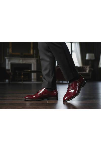 abar classic Burgundy Patent Leather Genuine Leather Classic Shoes