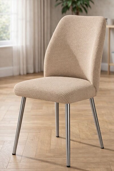 coverbox OVAL Sandalye Kılıfı Büyük oval Likralı Yıkanabilir Streç Lastikli Sandalye Örtüsü VİZON RENGİ