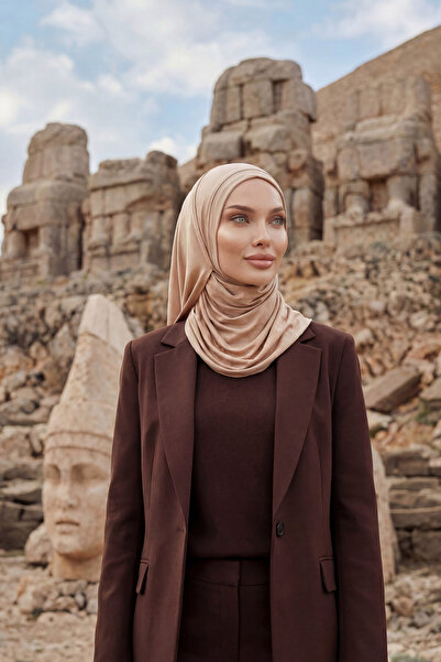 Aisha's Design Şal practic din bumbac pieptănat, PS-16, maro lapte