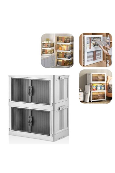 Begin Power 2 Katlı Portatif Katlanabilir Kamp Mutfağı Kapaklı Dolap Beyaz