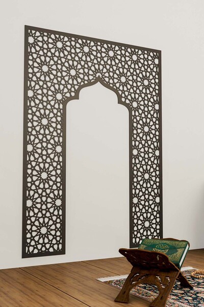 iwa concept ديكور جدار غرفة الصلاة الخشبية - فن جداري إسلامي لتزيين المنزل والمكتب والمسجد