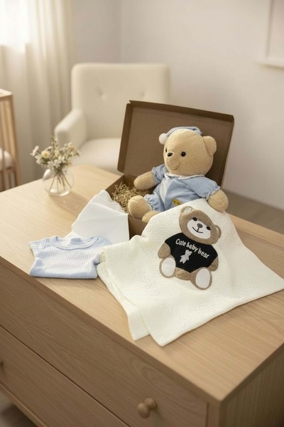 RYZE ÇOCUK Baby Gift Set with Bear Blue