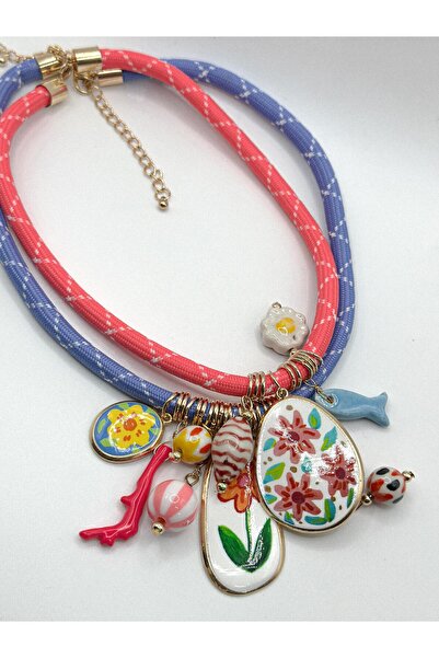 BIJUTERI TASARIM RENKLİ HALAT KOLYE 2 li