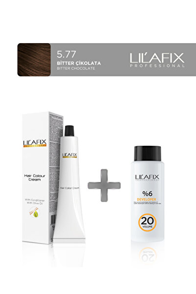 Lilafix Professional Lilafix Tüp Boya 60 ml - 20V Oksidan 5.77 Bitter Çikolata