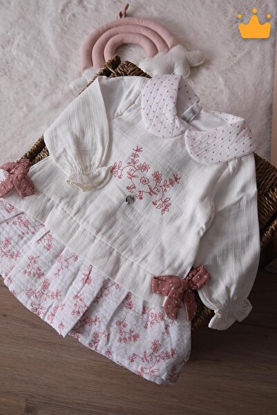 Babydola فستان موسلين للفتيات الصغيرات بأكمام طويلة للعيد 15178