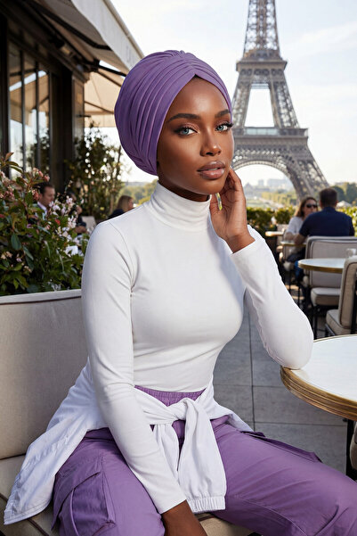 Aisha's Design بونيه قطني مطوي، B-13، أرجواني 2