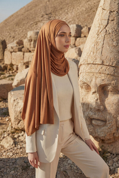 Aisha's Design شال قطني ممشط عملي، PS-16، بني غامق