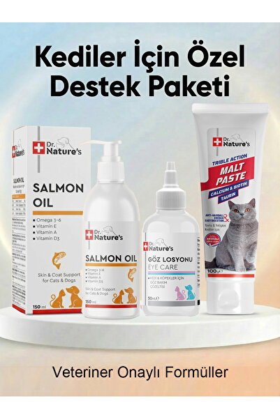 Dr. Nature's Kediler İçin Tüy Sağlığı Destek Seti –3 ürün birlikte