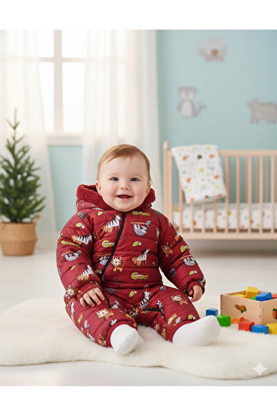 DUBLİNO KİDS Yeni Sevimli Timsah Kedi Eşşek Figürlü Fermuarlı Kapüşonlu Welsoft Kozmonot Tulum