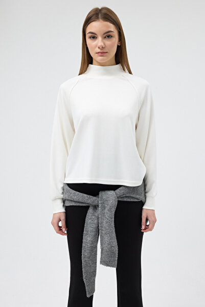 Rays Εκρού ψηλός λαιμός Γυναικείο Φούτερ με μανίκια ρεγκλάν 8252A