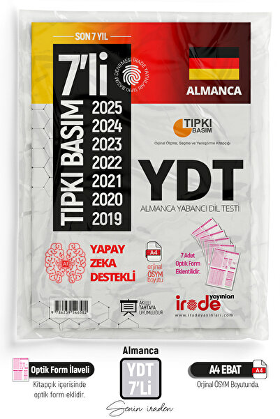İrade Yayınları 2026 YKS YDT ALMANCA ÖSYM Çıkmış Soru Tıpkı Basım Son 7 Yıl D...