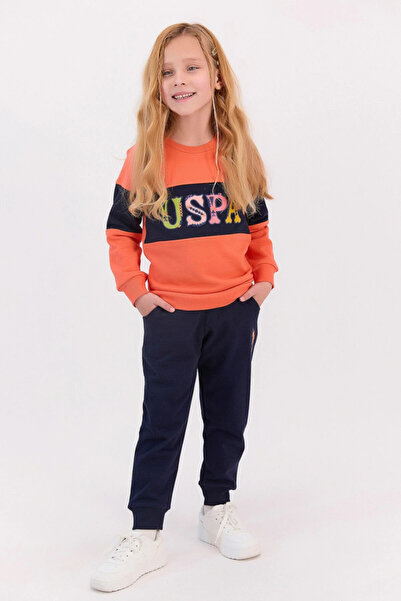 U.S. Polo Assn. U.s. Polo Assn Turuncu Lacivert Kız Çocuk Eşofman Takımı
