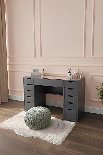 benim odam Diva Takı Düzenleyicili Cam Tablalı 11 Çekmeceli Kulis Makyaj Masa...