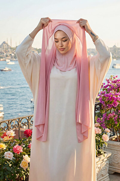 Aisha's Design Πρακτικό σάλι από σιφόν με μπόνε, πούδρα, PS-46