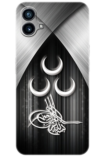 NOTHING Phone 1 (2023) Uyumlu Kılıf Desen Baskılı Silikon Üç Hilal Tuğra Tasa...