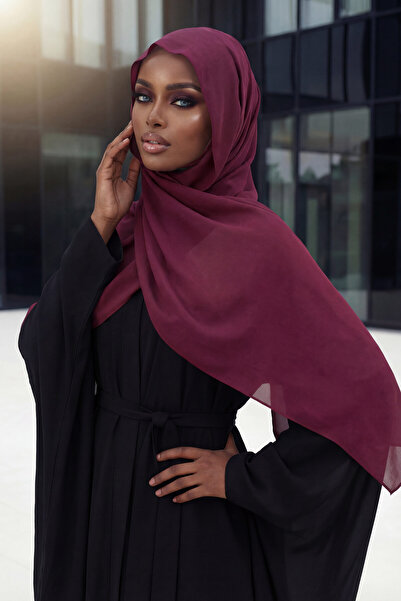 Aisha's Design Şal practic din şifon cu bonete, burgundy, PS-46