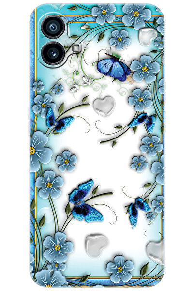 NOTHING Phone 1 (2023) Uyumlu Kılıf Desen Baskılı Silikon Çiçek ve Kelebekler...