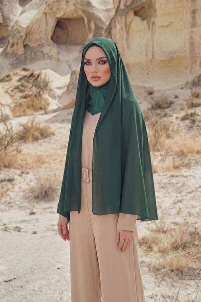 Aisha's Design Şal practic din şifon cu bonete pentru hidjab, verde închis, P...