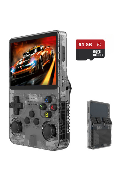 clickzu Φορητή κονσόλα R36S ρετρό, 64GB, 15000+ παιχνίδια, οθόνη IPS 3,5", δι...
